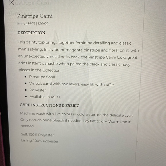 Cabi pinstripe cami. Medium - Picture 3 of 3